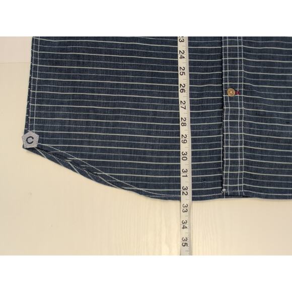 Cremieux Men’s L Blue Striped Button Front Short Sleeve Casual Summer Shirt - Picture 11 of 14